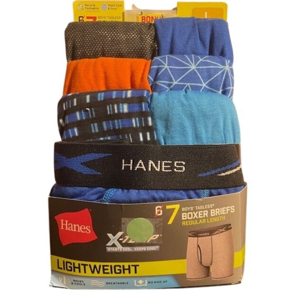 Boys Hanes Lightweight Boxer Briefs 7 Pack Large 14-16  (4141)